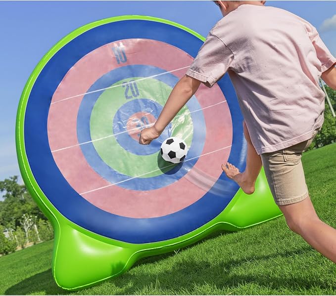 H2OGO! Inflatable Yard Game - Backyard Bullseye - 2-in-1: Giant Ax Throwing Dart Board & Soccer Target, 62x42 Sports Center, Outdoor Play Toy, Kid 3+