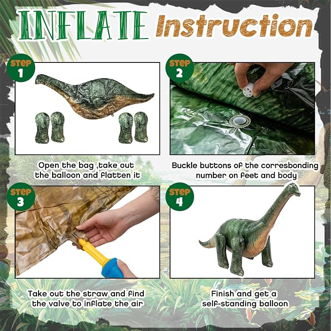 Skylety 7 ft x 4.2 ft Inflatable Dinosaur Balloon Blow up Dino Balloons Brachiosaurus Inflatable Toy for Dino Party Birthday Decorations Gift Jurassic Theme Party Supplies