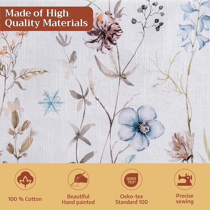 Maison d' Hermine Table Cloth Rectangle Table 100% Cotton 60 x 108 Inches Fall Tablecloth Reusable Everyday Use for Thanksgiving Christmas Decorations Dining Farmhouse Party (Ice Florals)