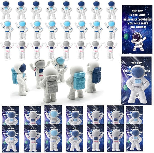 48 Sets End of School Years Gifts, Space Party Favors for Kids, Astronaut Erasers with Gift Tags, Outer Space Birthday Party Favors, Classroom Prizes for Students