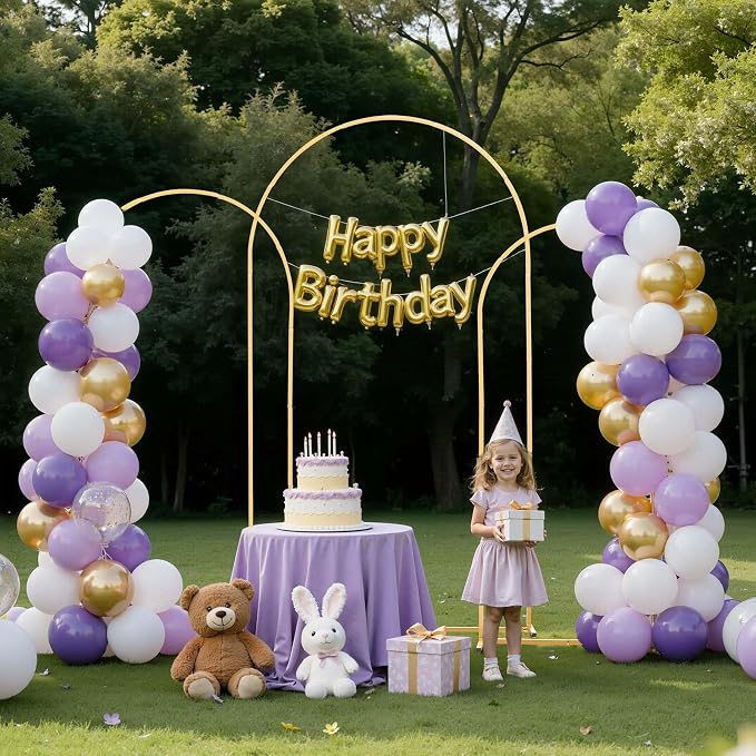 VEVOR Arch Backdrop Stand, Set of 3, 7.2/6.6/6 ft, Stable Structure, Easy Assembly, Gold Metal Arch Backdrop Stand for Wedding, Birthday Party, Graduation, Holiday Celebration, and Ceremony Decoration