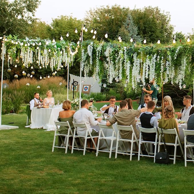 100 Pack White Wisteria Hanging Flowers,Fake Hanging Wisteria Flowers Garland for Decoration (3.6 Ft/Pcs)