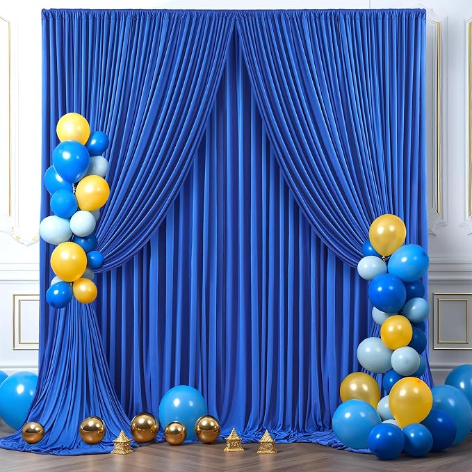 6 Panels Royal Blue Backdrop Curtains for Wedding Party Wrinkle Free Backdrops Curtain Drapes Fabric Decorations Photo Back Drop Cloth for Baby Shower Photography Stage Reception 30ft(W) x 12ft(H)