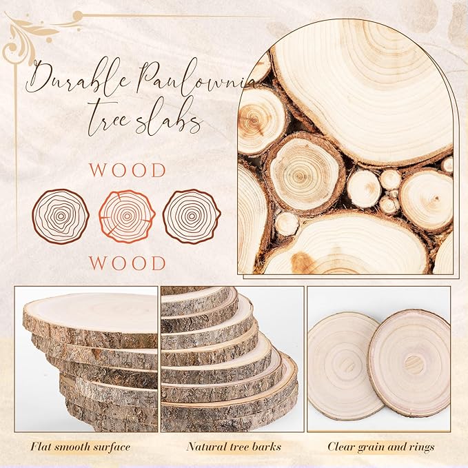 Tioncy 10 Pack Large Wood Slices for Centerpieces Unfinished Rounds Wood Slabs for Tables Decor Natural Wooden Circle for DIY Crafts Rustic Wedding Centerpiece Decor (7-8 Inch)