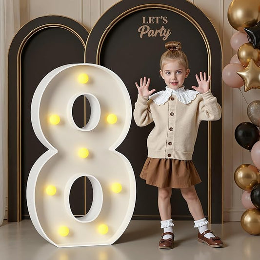 3FT Marquee Numbers, Light Up Numbers 8 for 8th 18th 48th Birthday Decorations, Big Numbers for Party Decorations, Large Light Up Numbers for Party Decor DIY Pre-Cut Foamboad Mosaic Numbers