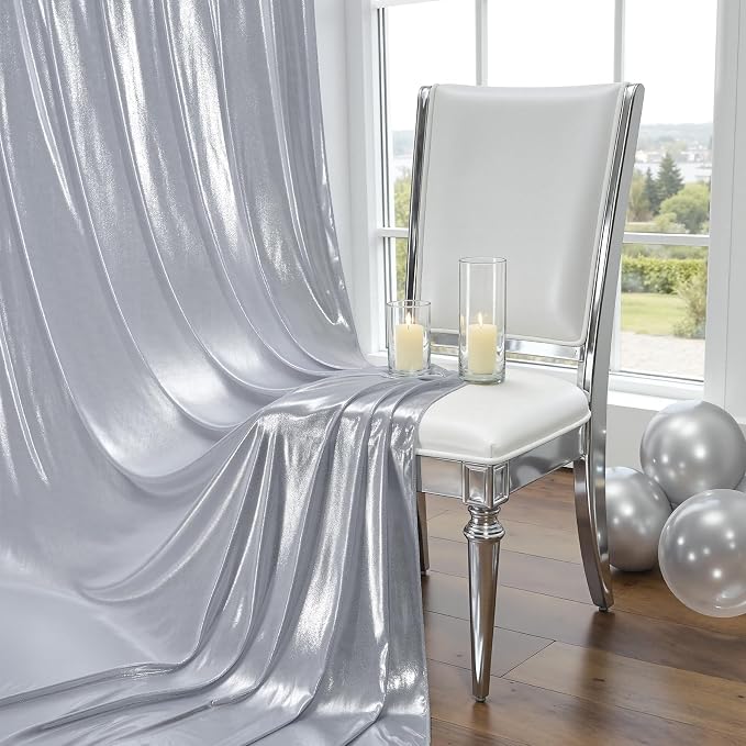 30×10FT Silver Sequin Backdrop Curtains Wedding Backdrop Drapes Wrinkle-Free Thick Glitter Photo Background Fabric for Birthday Graduations Friendgiving Christmas Party Photography Stage Decor