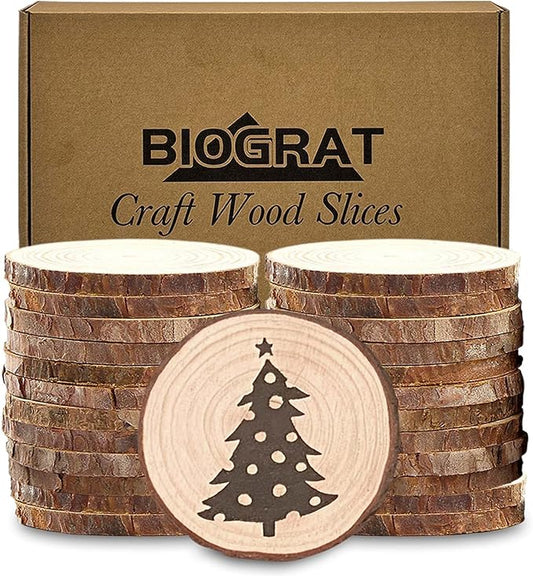 2.4-2.8 Inch Wood Slices Discs Ornaments for Crafts, 24 Pcs 0.2 inches thickniss