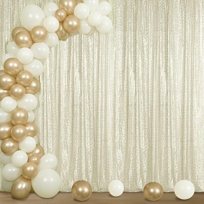 Sugargirl Champagne Sequin Backdrop Curtain 4FTx8FT Glitter Champagne Background Drapes Sparkle Photography Backdrop for Party Wedding Birthday Wall Decoration(1 Panel)