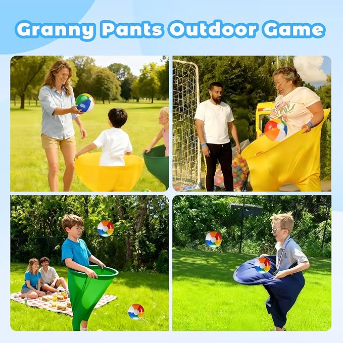 Granny Pants Yard Game Set for Kids & Adults, Funny Giant Outdoor Party Game with Oversized Pants & Balls, Backyard Lawn Family Game for Birthdays, Reunions & Team Activities ﻿