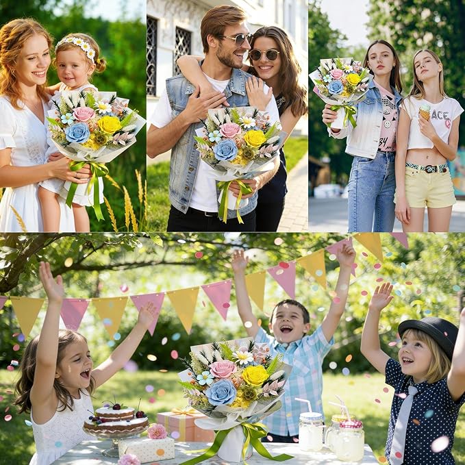 Forever Flower Gifts for Her: Romantic Flowers for Graduation-Daughter Girlfriend Wife Mom Grandma-Preserved Rose Bouquets-Flowers for Delivery Prime on Birthday Anniversary Valentines (dopamine2)