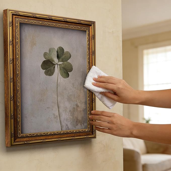 Vintage Gold Framed Vintage Plant Wall Art Four-leaf clover Canvas Wall Decor Retro Shamrocks Poster Print Artwork Patrick's Day painting Picture for Home Living Bedroom Farmhouse Hallway