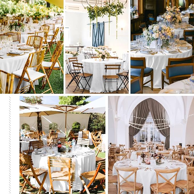 Pesonlook 12 Pack White Round Tablecloth-120 Inch Polyester Round Table Cover White Tablecloths Washable Fabric Table Cover for Wedding/Party/Banquet/Dining/Buffet Table