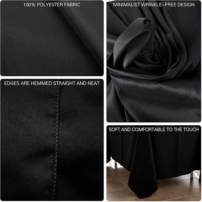 WIGENIUS 2 Pack Black Table Cloth Rectangle Tablecloths 60X126 Inch,Polyester Table Cloth for 8 Foot Rectangle Tables,Wrinkle Resistant Washable Fabric Table Covers for Party,Wedding Banquet