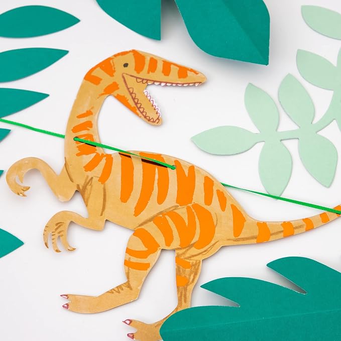 Meri Meri Dinosaur Kingdom Party Banner (Pack of 1), 10' Party Garland Including Excess Cord