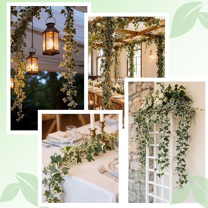 ucky 2pcs Artificial Ivy Artificial Vines Artificial Plants 71 Inch Fake Hanging Plants Silk for Garden Terrace Beach Party Decoration Wedding Decoration （White）