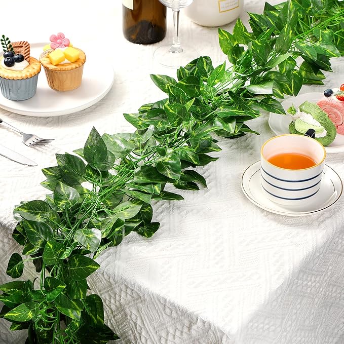 300 Pcs 2166ft Fake Vines Bulk Artificial Ivy Garland Greenery Hanging Vines Plants Green Leaves for Bedroom Wedding Garden Home Wall Jungle Themed Party Decorations