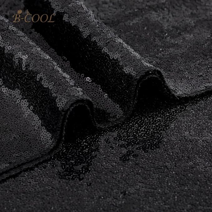 B-COOL Black Sequin Tablecloth Halloween Shimmer Tablecloth 50x80-inch Rectangular Table Overlays for Wedding Birthday Party Prom Table Decorations