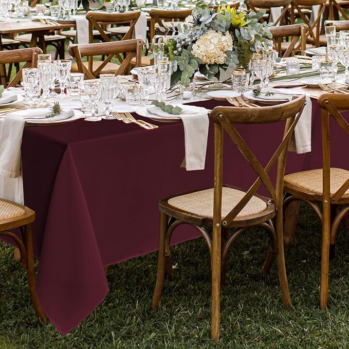 Fitable 8 Pack Rectangle Tablecloths: Stain Resistant Wrinkle Free Table Clothes, Washable Reusable Polyester Table Covers for Wedding Party Birthday Banquet Reception(Burgundy, 60x102 Inch)