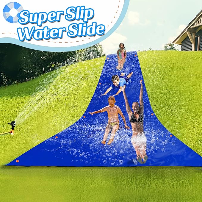 20 x 6 ft Widen Lawn Water Slide with 2 Inflatable Bodyboards - Thick Durable Slick Waterslide for Kids & Adults, Easy to Set Up with 12 Ground Stakes, Outdoor Backyard Fun Water Games for Summer