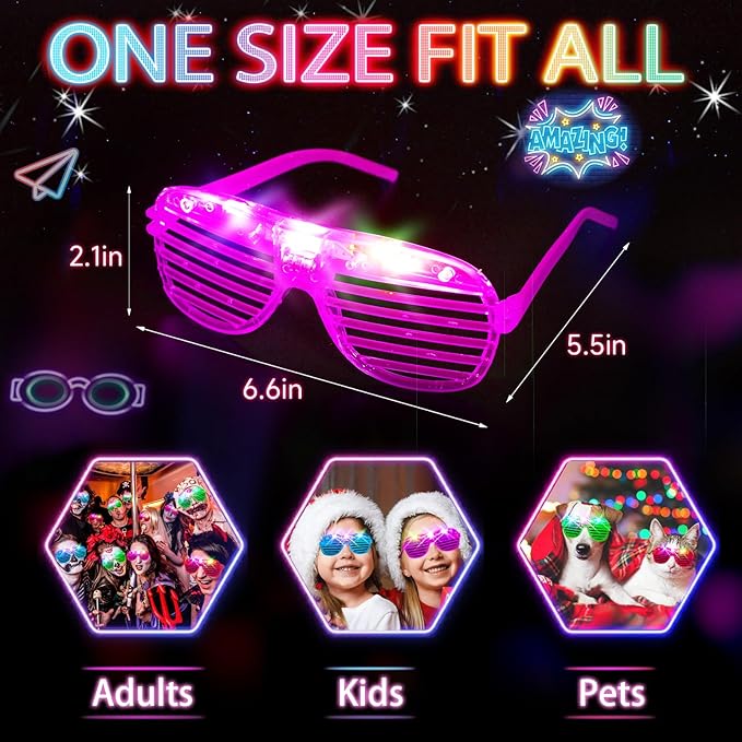 SHQDD 150PCS LED Glasses, Light Up Glasses, 5 Colors, 3 Light Modes, Glow in The Dark Party Supplies, Neon Party Favors for Birthday Gifts, Party Decorations, New Year, Carnival
