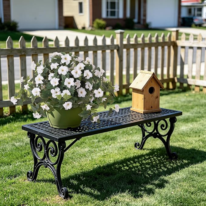 Ammyoo 2PCS Artificial Petunias Flowers Fake Plants for Outdoor Decoration | UV Resistant Faux Silk Flower No Fade for Outside Home Garden Balcony Yard Porch Window Box Realistic Indoor Decor(White)