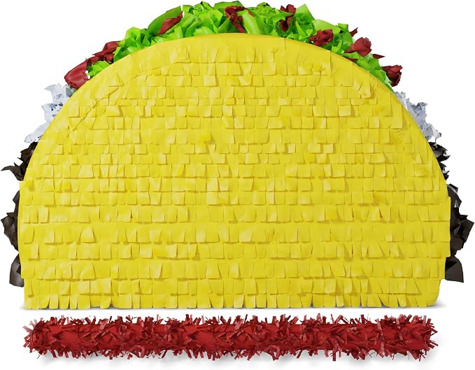Jergrim Taco Tuesday Piñata 4-piece set 16x11x3 inches, Great for Taco Bout Parties, Decorations, Birthday pinata, Mexican Fiesta Bash, Cinco de Mayo, fits Candy/Favors