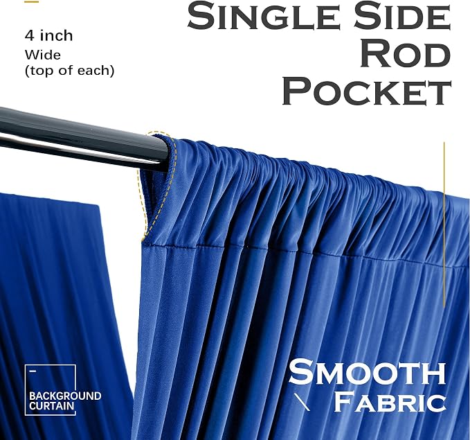 50ftx40ft Royal Blue Ceiling Curtain for Wedding Parties – 10 Panels Wrinkle-Free 40 FT Long Tent Draping Curtains for Wedding, Birthday & Theme Parties, 40ft Height with Rod Pocket