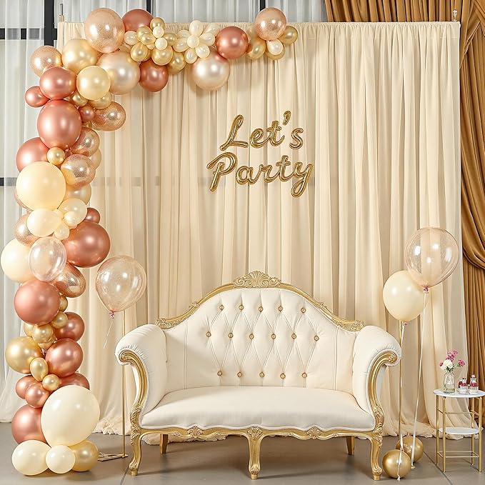 20ft x 10ft Champagne Backdrop Curtains, Wrinkle-Free Sheer Chiffon Fabric Photo Backdrop Drapes for Wedding Arch Party Ceremony Stage Photography Decorations
