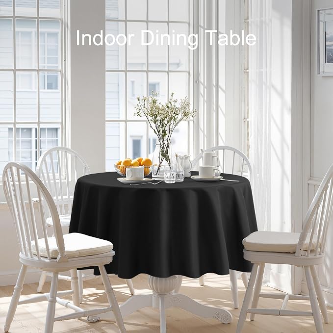 joybest 6 Pack Round Tablecloths 60 Inch Black Table Cloth Fit 20 to 42 Inch Tables, Washable Polyester Fabric Table Cover for Wedding Party Reception Formal Events