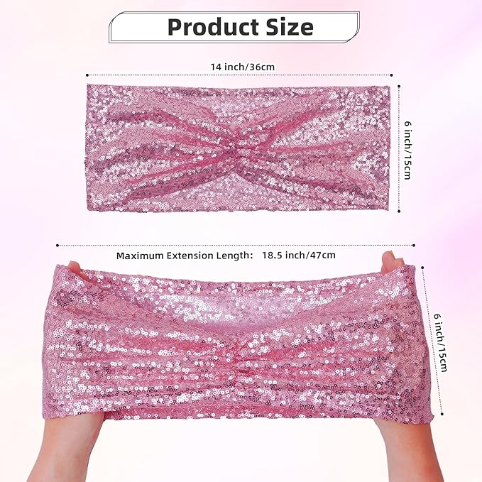 Poise3EHome Fuchsia Pink Sequin Chair Sashes Folding Chair Covers Bow for Wedding Party Reception Decorations, 20 PCS