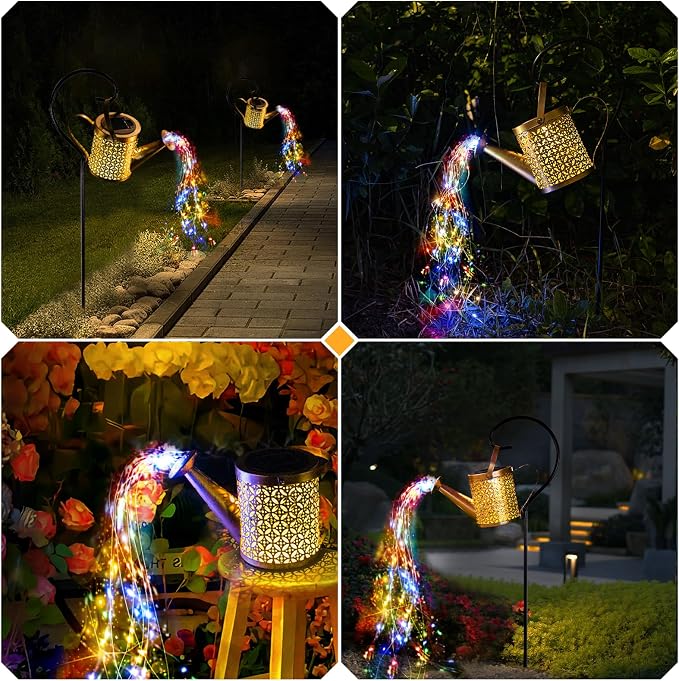 SRNPMIU Solar Watering Can Light, Solar Yard Decorations Outdoor, Garden Decor Lights, IP65 Waterproof Hanging Lantern Lights, Flower Bed Decor, Gifts for Grandma, Women, Mom