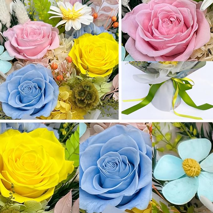 Forever Flower Gifts for Her: Romantic Flowers for Graduation-Daughter Girlfriend Wife Mom Grandma-Preserved Rose Bouquets-Flowers for Delivery Prime on Birthday Anniversary Valentines (dopamine2)