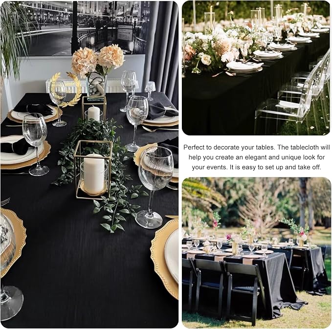 6 Pack Rectangle Black Table Cloth Bulk Washable Polyester Table Cover for Wedding Dining Table Buffet Parties Banquet Decoration（60x102Inch, Black）