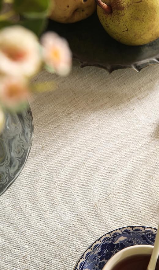 patdrea Vintage French Linen Tablecloth,Rectangular,102"x63"-Ivar B | Elegant Large Table Cloth for Rectangle Table,Blue and White Floral Patterned,Dining Room,Tea Party,Thanksgiving Decor