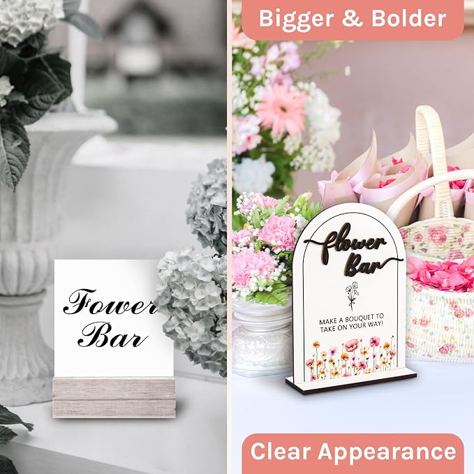 Stofinity Wooden Flower Bar Sign Bridal Shower Decor - Bloom Bar Sign Wedding Accessories For Reception, Bloom Bar Supplies for Wedding Table Decor