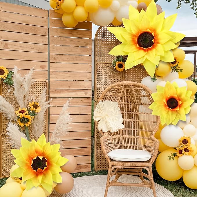 Norme 3 Pcs Giant Sunflower 12, 16, 20 Inch Large Sunflower Yellow Petals Big Paper Flowers Giant Flower for Graduation Decorations, Wedding, Home Decor, Birthday