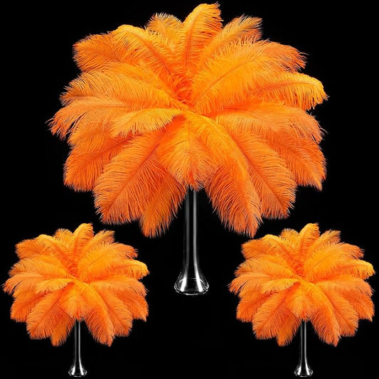 Maitys 90 Pcs Large Natural Ostrich Feathers Bulk 14-16 Inch (35-40cm) 12-14 Inch (30-35cm) 10-12 (25-30cm) Ostrich Feathers Plumes for Centerpieces Wedding (Orange)