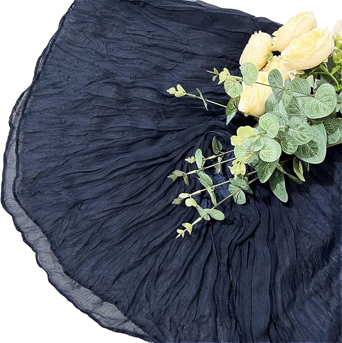 6Pack Navy Blue Cheesecloth Table Runner 10Ft Gauze Table Runner Navy Blue Cheese Cloth Table Runners Long Sheer Fabric Tablerunners for Wedding Party Bridal Shower Thanksgiving Christmas