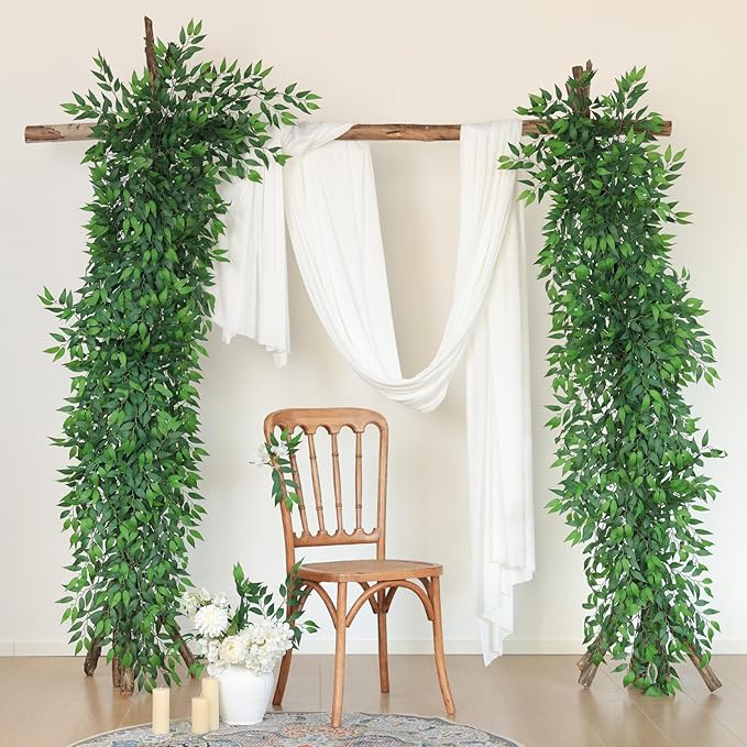 mizii 36pcs Italian Ruscus Artificial Greenery Stems Silk Green Leaves 20in Fake Spray Plants Stem Garland Greenery Decoration for Centerpieces Wedding Arch Flower Bouquet Table Room Wall Decor (36)