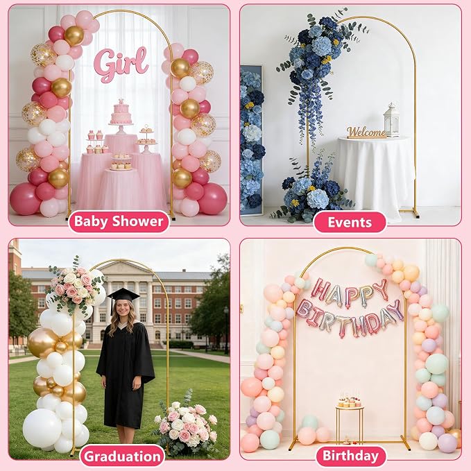 6.6FT Arch Backdrop Stand,Wedding Arch Backdrop Stand,Balloon Arch Stand Metal Frame for Birthday Wedding Baby Shower Party Garland Ceremony Decor