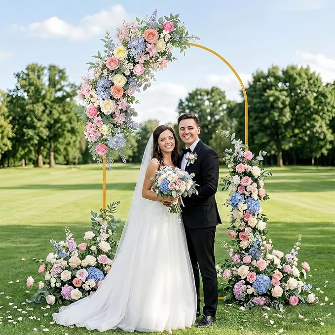 6.6FT Arch Backdrop Stand, Gold Metal Balloon Arch Stand for Wedding, Backdrop Arch Stand for Birthday Party, Baby Shower, Graduation, Anniversary Decoration