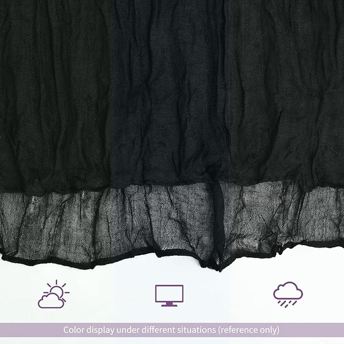 12 Pack Black Table Runner 10Ft Cheesecloth Table Runner Rustic Gauze Table Runners Romantic Long Sheer Fabric Cheese Cloth Table Runners for Wedding Party Bridal Baby Shower