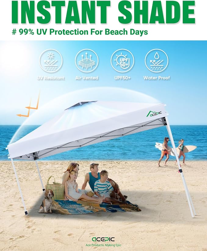 10x10 Pop Up Canopy Tent,300D Silver-Coating Top,Pop Up Canopy Tent Instant Portable Shelter with 1-Button Push and Wheel Carry Bag, 8 Stakes and 4 Upgrade Heavy Duty Canopy Weights (Pink, 10x10)