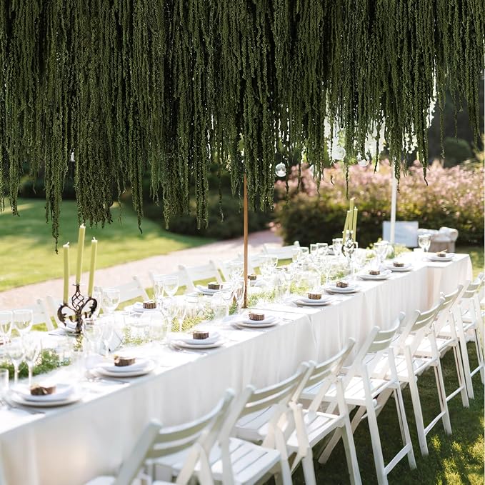 Suncalla 12 Pcs Natural Dried Amaranthus Hanging Flowers 23 Inch Amaranthus Artificial Flowers for Wedding Arch Bouquet Floral Garland Wall Home Decoration