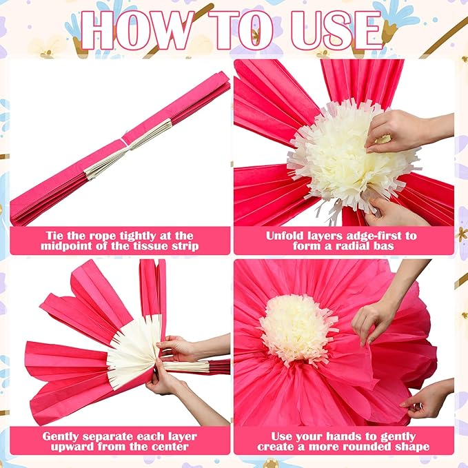 Chunful 5 Pcs 30'' 24'' Gaint Colorful Tissue Paper Flowers Decoration Large Hanging Tissue Paper Pom Poms Decor for Mexican Fiesta Birthday Bachelorette Wedding Baby Shower Bridal Shower Party Decor