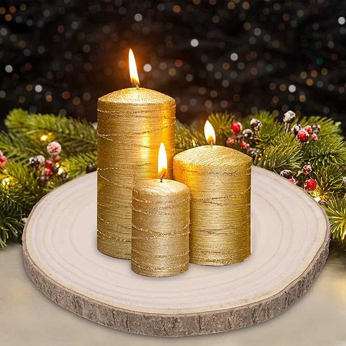 Prsildan 4 Pcs Large Natural Wood Slices, 12.5-14 Inches Unfinished Wood Centerpieces for Tables, DIY Round Rustic Wooden Circle Crafts for Wedding Table Décor