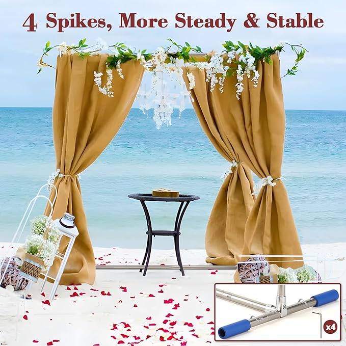 7FT Arch Backdrop Stand, 5FT Wide, Stainless Steel Wedding Arch Stand with Base Ground Spikes for Ceremony, Balloon Arched Backdrop Frame for Birthday Party Baby Shower Celebration Decorations