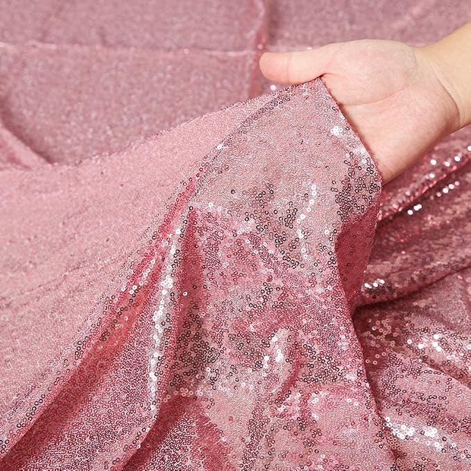 Poise3EHome Fuchsia Pink Sequin Backdrop Curtain, 2 Panels 2Ft x 8Ft Glitter Photography Background for Party Baby Shower Wedding Birthday Christmas Thanksgiving Halloween Decoration