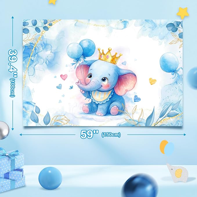 149 pcs Baby Shower Decorations for Boy, 4 Pcs Balloon Boxes,Elephant Foil Balloons, Blue Elephant Theme Baby Shower Decorations Gender Reveal Party Supplies