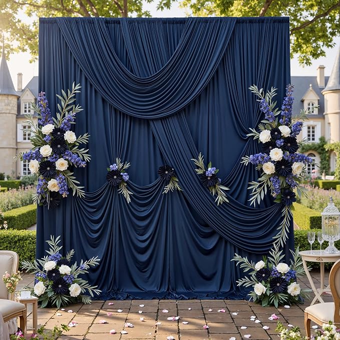 20ftx10ft Navy Blue Backdrop Curtains for Parties, Wrinkle Free Navy Photo Curtains Backdrop Drapes 4 Panels Back Drop Cloth Drapery for Wedding Birthday Photography Background